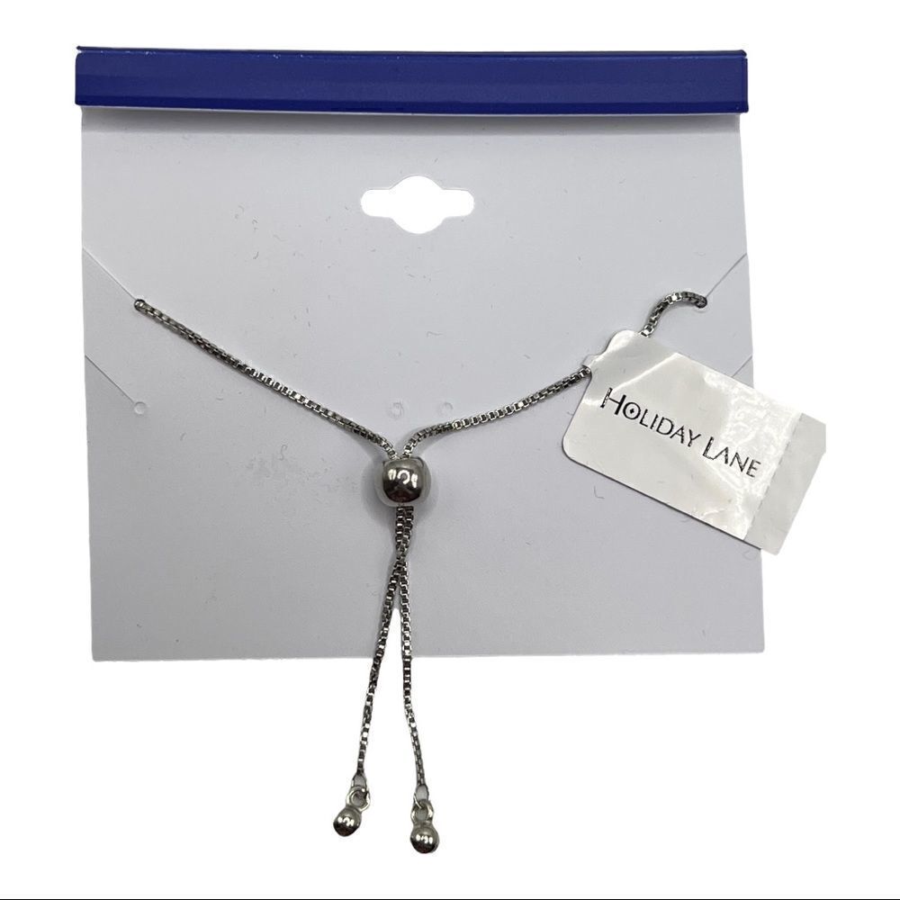 Charter Club Holiday Lane Silver-Tone Pavé Red White Blue Heart Slider Bracelet - Picture 3 of 3